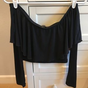 Off the shoulder long sleeve crop